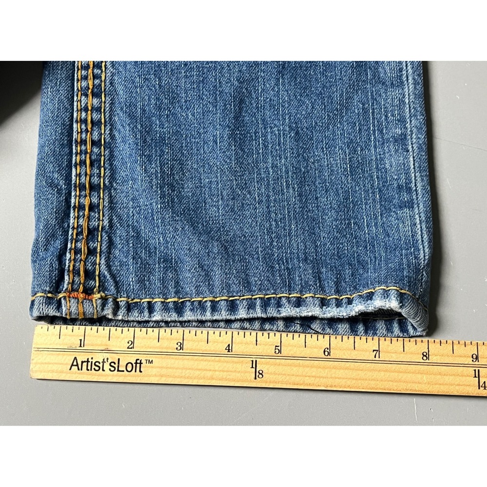 True Religion Billy Super T Mens Blue Straight Leg Jeans Size 32 Thick Stitch - Picture 15 of 15